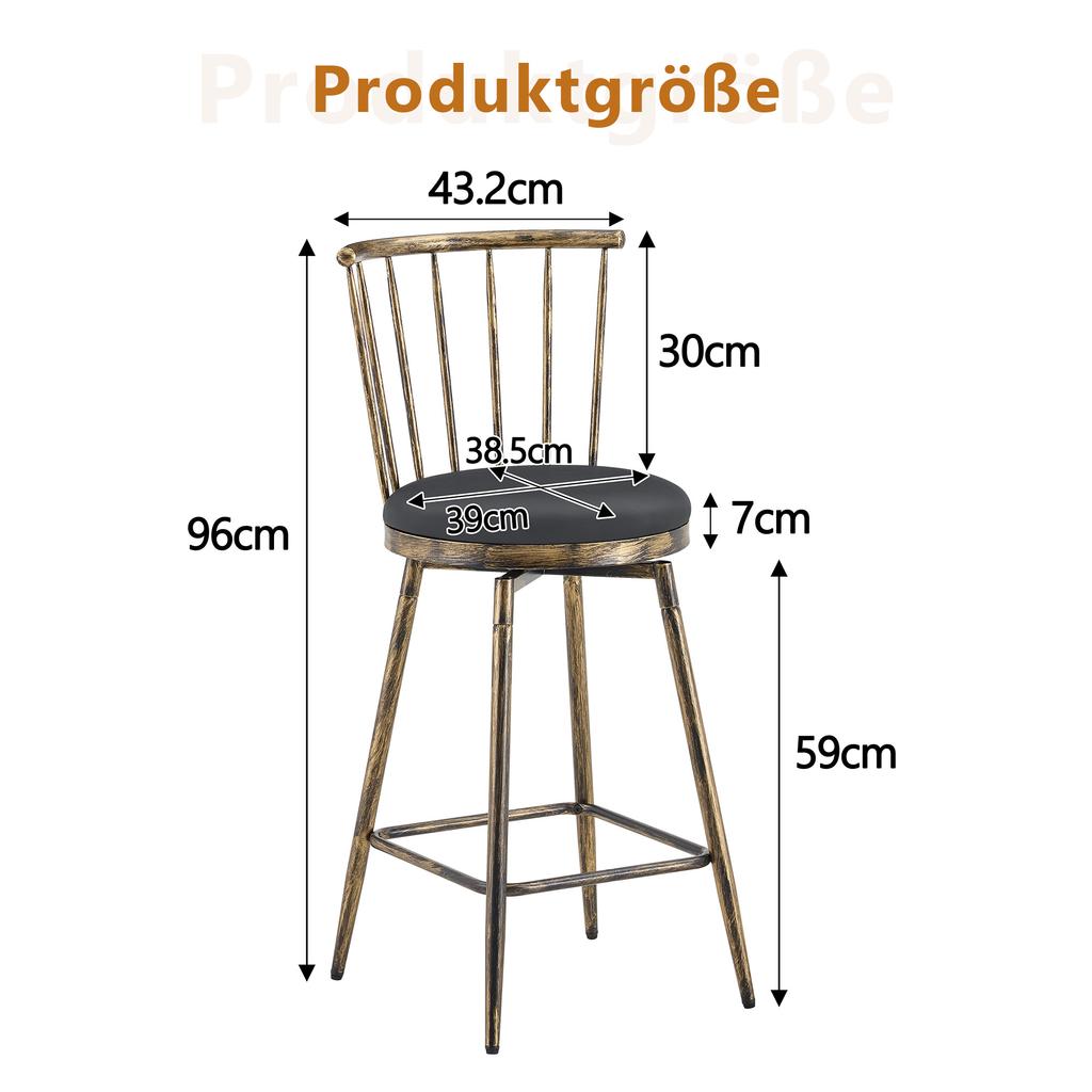 Modern Metal Bar Stool in Windsor Style with Upholstered Seat for Kitchen Islands, Bars, Restaurants; Bar Height; Vintage and Minimalist Style