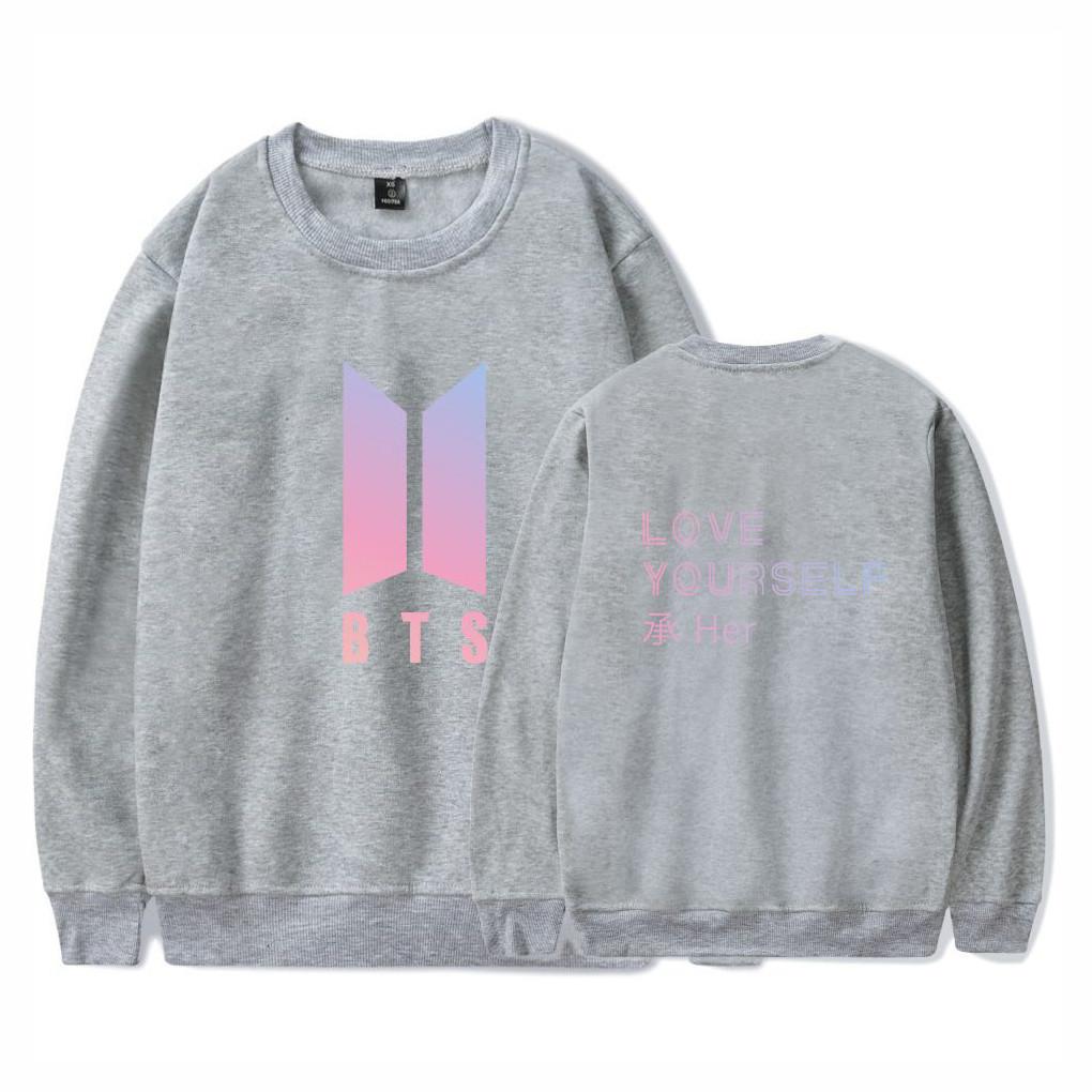 BTS-Sweatshirt mit Printmuster und Fleecefutter für jugendliche Fans