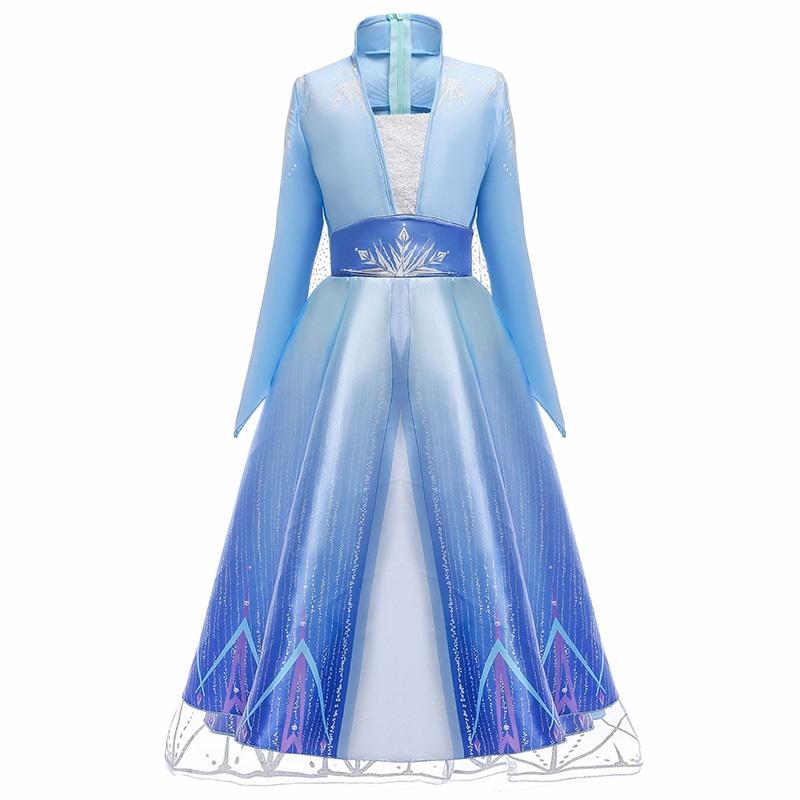 Girl Frozen 2 Elsa Dress Snow Queen Princess Cosplay Costume Outfit Halloween