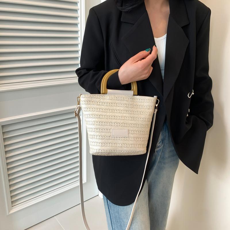 Summer beautiful portable bucket bag simple high-end texture sweet temperament versatile shoulder messenger bag