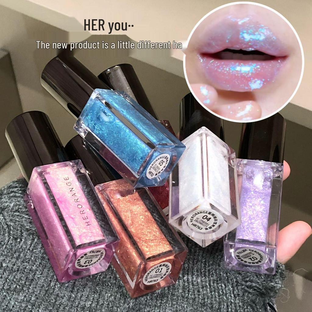 Chameleon Color-Changing Pearlescent Lip Gloss: Spring/Summer Glitter with Mirror Shine and Fine Shimmer