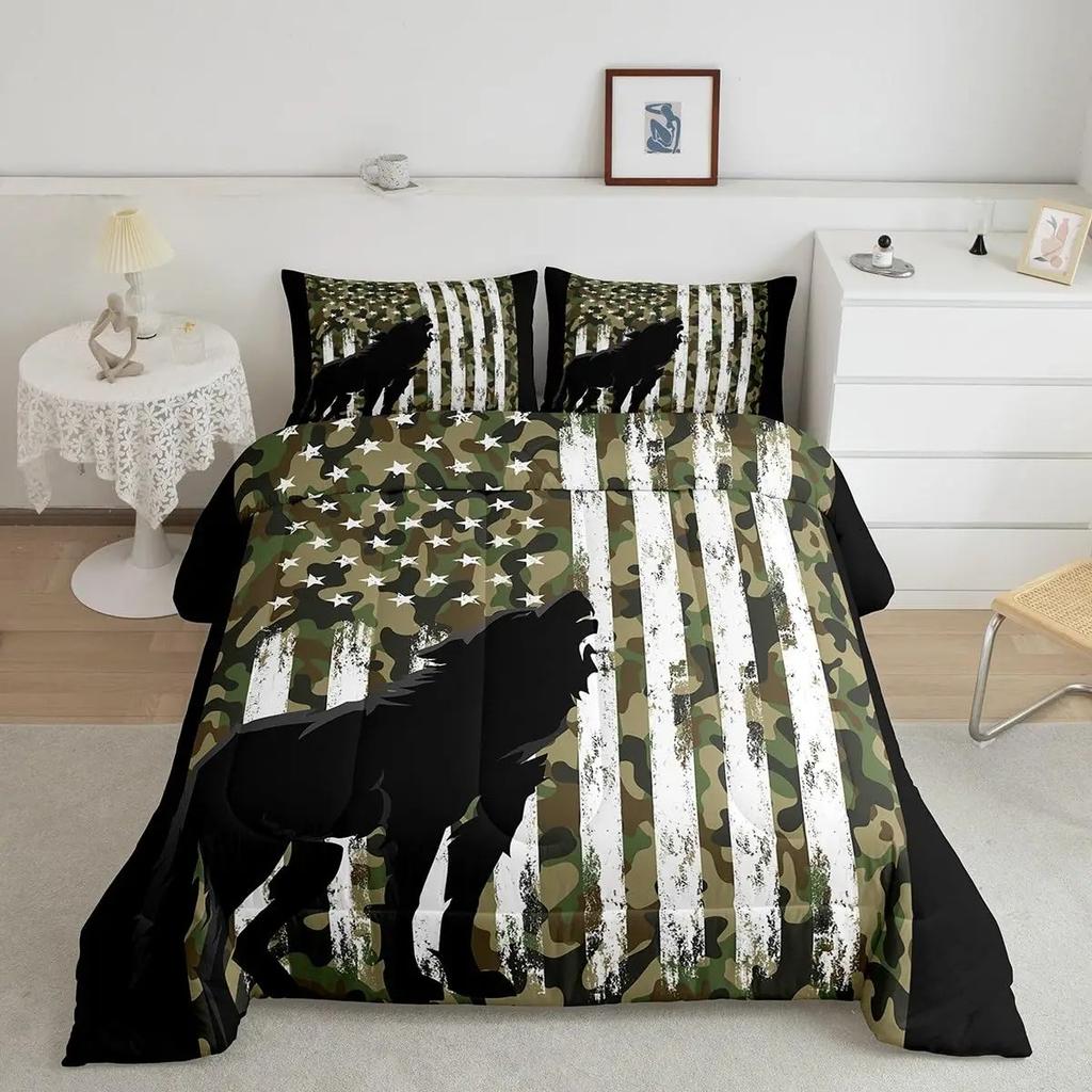 Wolf-Druck Bettwäsche-Set Einzelbettgröße Für Kinder Jungen Schlafzimmer, Nebeliges Bett Bettbezug-Set, Deckenbezug Wildtiere 2/3 Teile