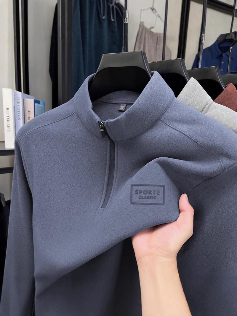 

Men s Winter Half-Zip Stand Collar Fleece Hoodie - Solid Color, Long-Sleeve Casual Base Layer. XXL