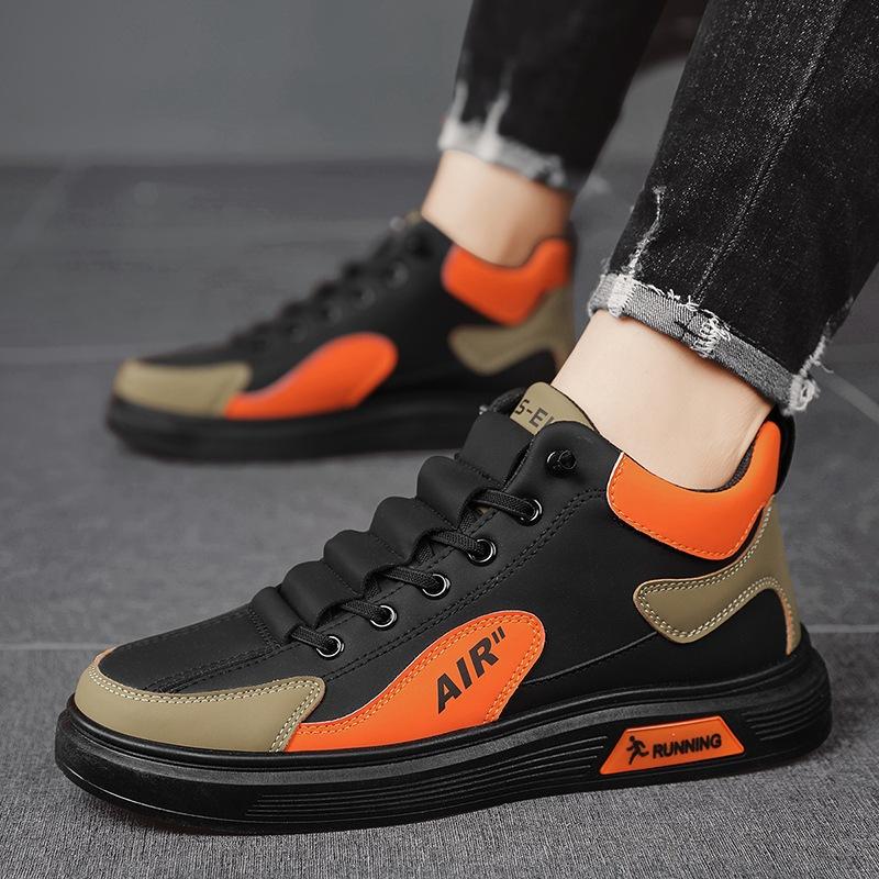 

Black men s shoes autumn and winter 2025 trend high-top board shoes men s casual sports shoes student leather trendy shoes 39
