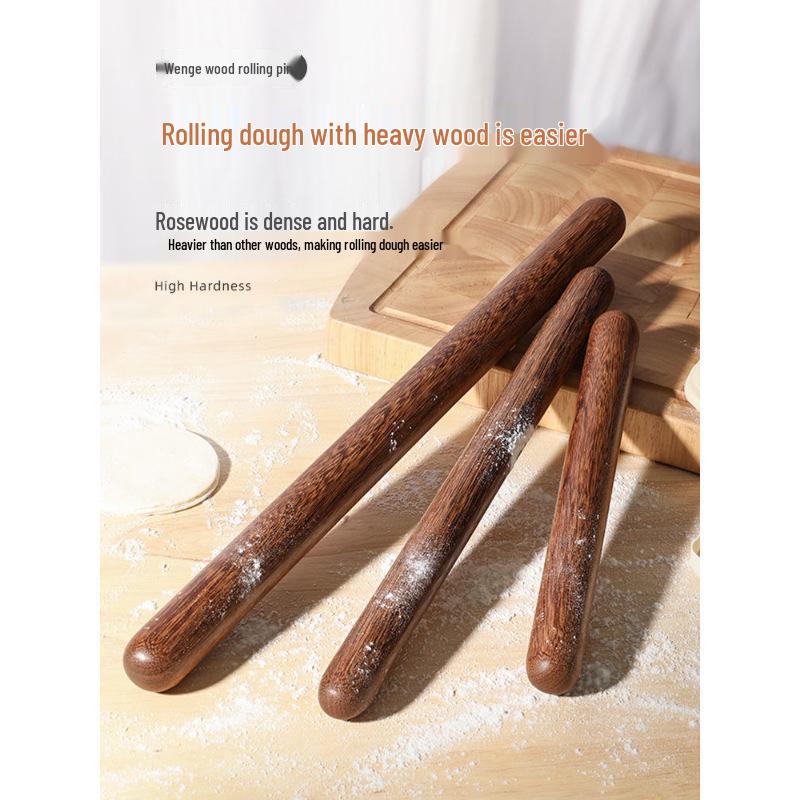 Solid Wood Rolling Pin for Dough, Dumplings & Baking - Round Head Design