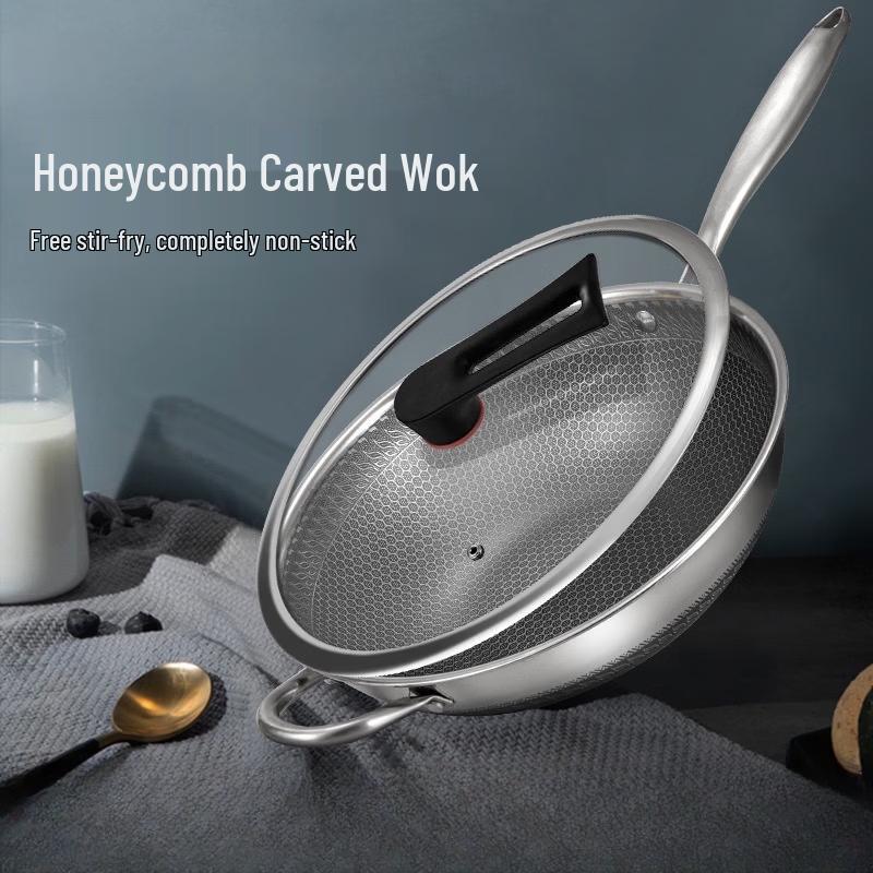 ZISIZ 316 Stainless Steel Non-stick Wok