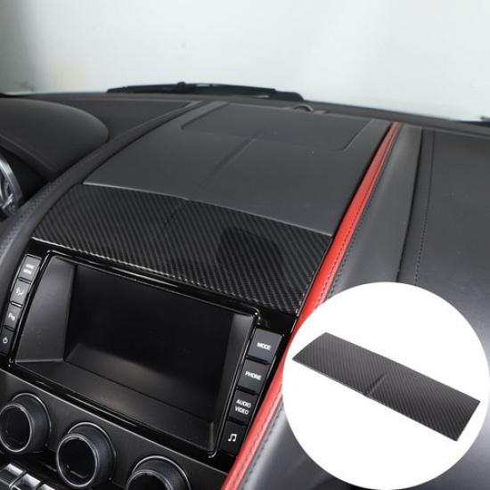 ABS Carbon Fibe Console Navigation Upper Panel Cover Trim For Jaguar F-TYPE