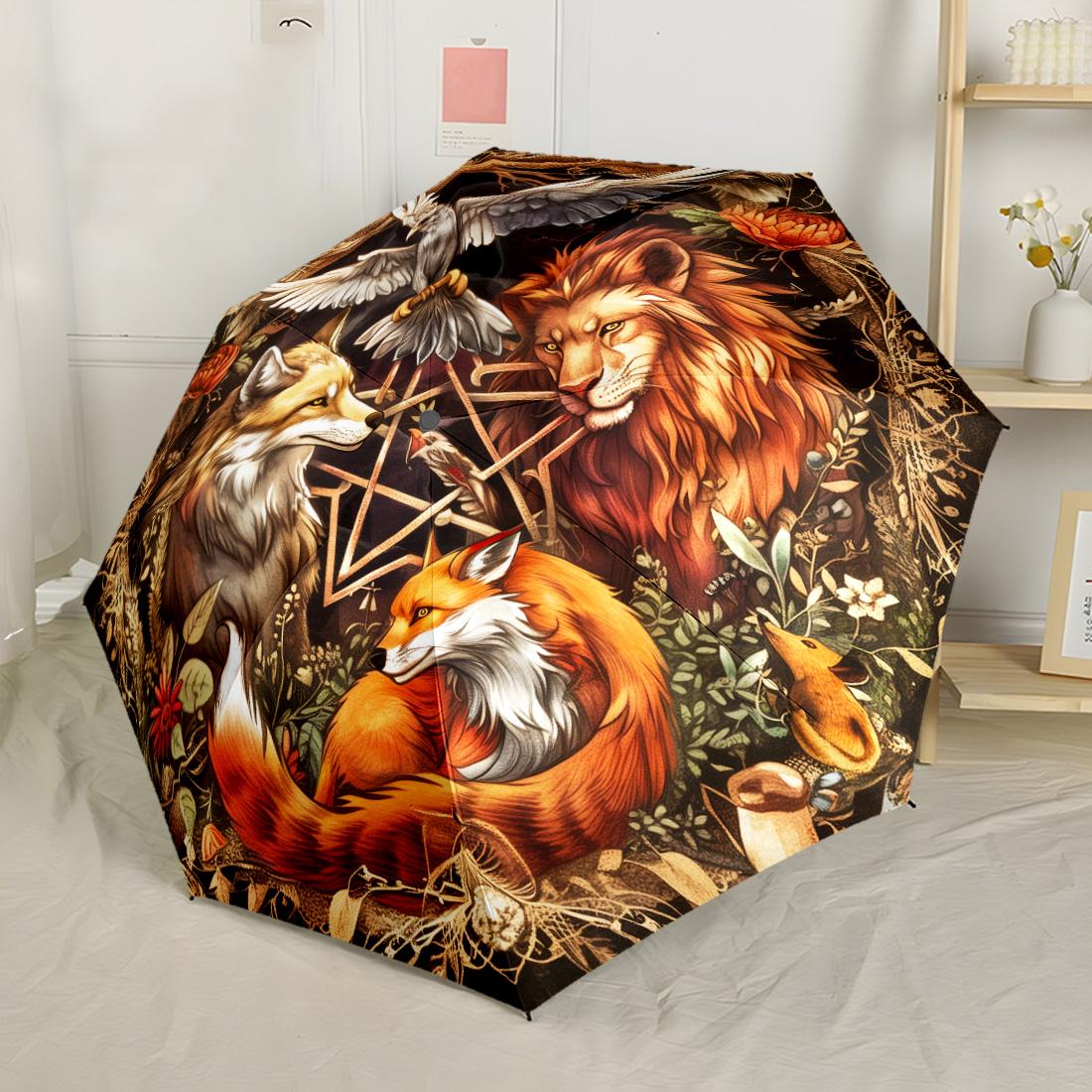 

Sacred Wildlife Pentagram Outdoor Automatic Umbrella Compact 8 Rib Lightweight Lightweight Outdoor Daily Use Elegant Women s Umbrella Gift Festivals