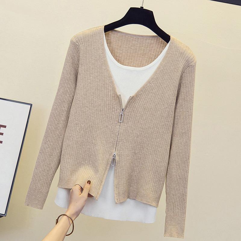

Early Autumn New Women s Loose Knitted Sweater Thin Long-sleeved Striped Lazy Versatile Top Onesize коричневий