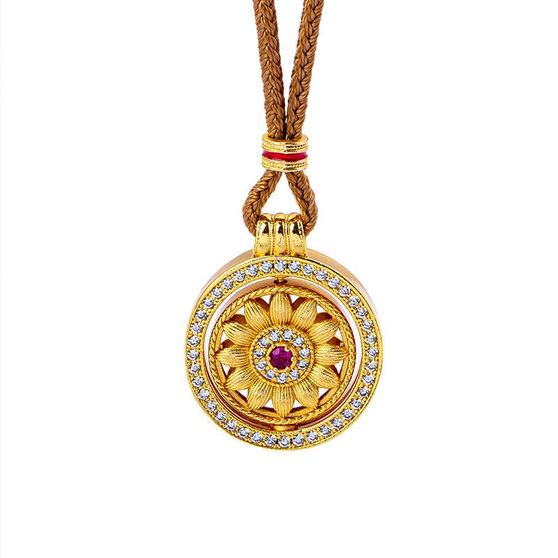 Sunflower Rotating Compass Female Trendy Antique Jewelry Necklace Pendant