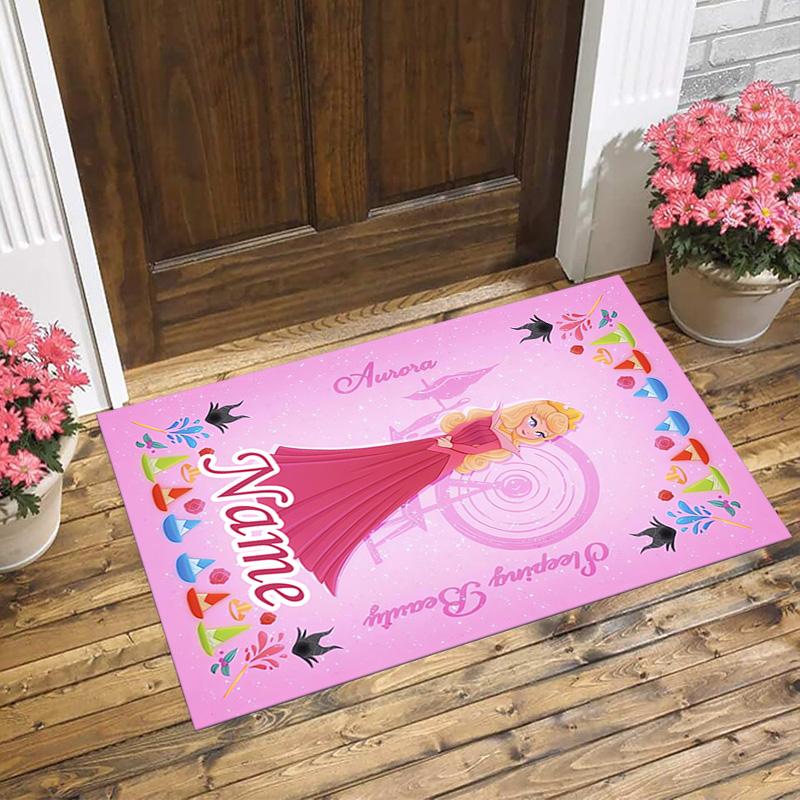 Personalized Name Princess Aurora Living Room Non-Slip Area Rug Soft Carpet for Bedroom Kids Playroom Sofa,Office Home Decor Doormat