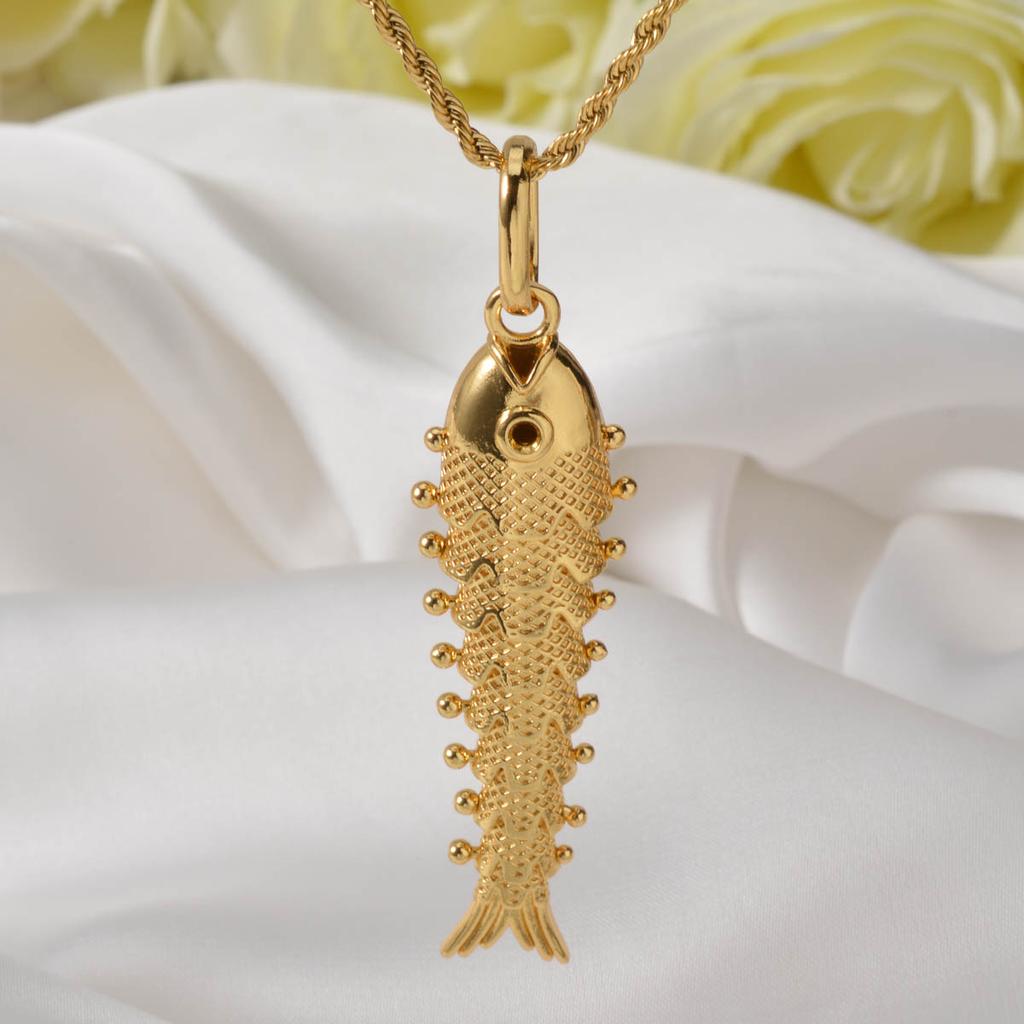 Collar Colgante Pez Dorado Oscilante Cola Móvil Cobre Chapado en Oro Vintage Bohemio Joyería Cultural para Mujeres Regalo