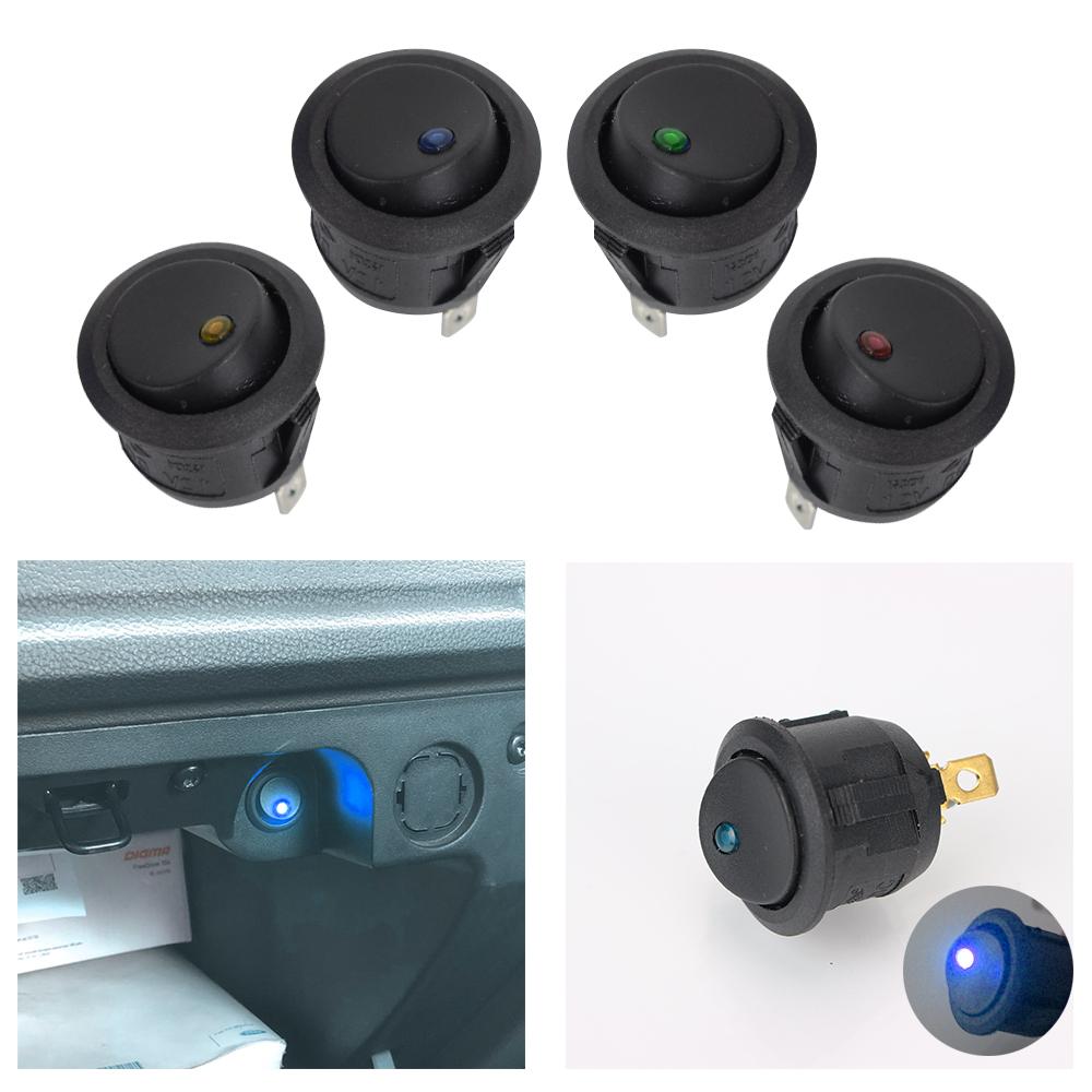 Luminescence Toggle Switches Waterproof 5Pcs/Set Round Rocker Dot Switch 12V ON/OFF LED Light Car Pushbutton Switch Switches4