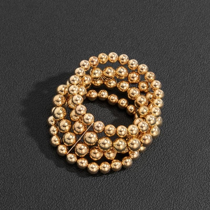 Fashionable Gold/Silver Beaded Chain Bracelet Fashionable Chain Bracelet Simple Beaded Wrist Chain for Style Enthusiasts