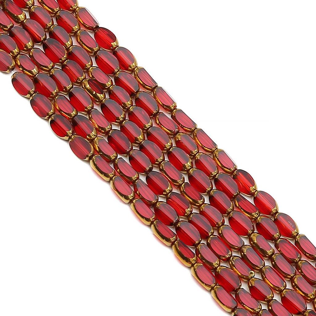 Oval Faceted Gold-Edged Glass Crystal Rice Beads for Jewelry Making