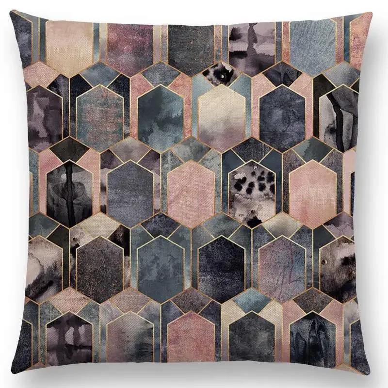 New Colorful Rocks Candy Gems Stained Glass Abstract Blocks Geometric Art Prints Cushion Cover Car Sofa Throw Pillow Case