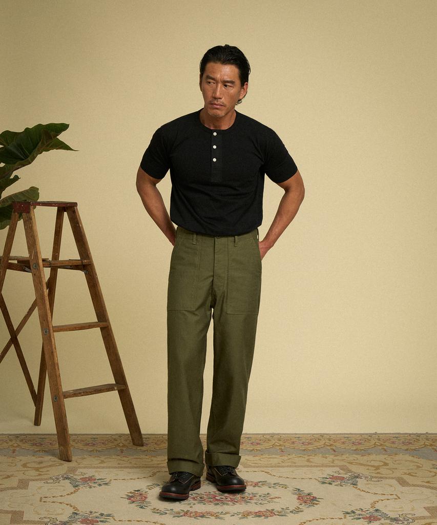 Beulonseun Vintage Short Sleeve Henley Tee Black