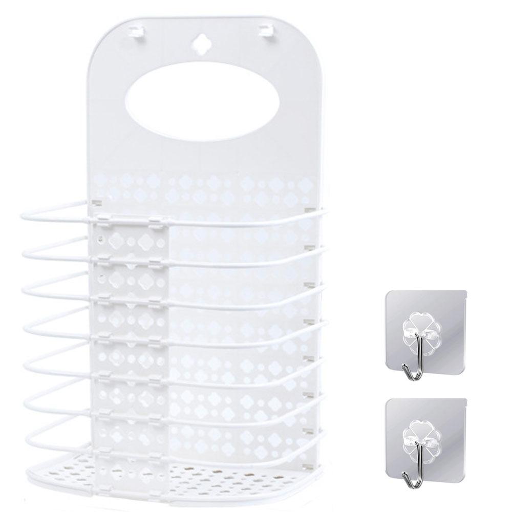 Kunststoff Schmutzwäschekorb Faltbar Multifunktional Wäschekorb Wandmontiert mit Haken Badezimmer Aufbewahrungsrahmen