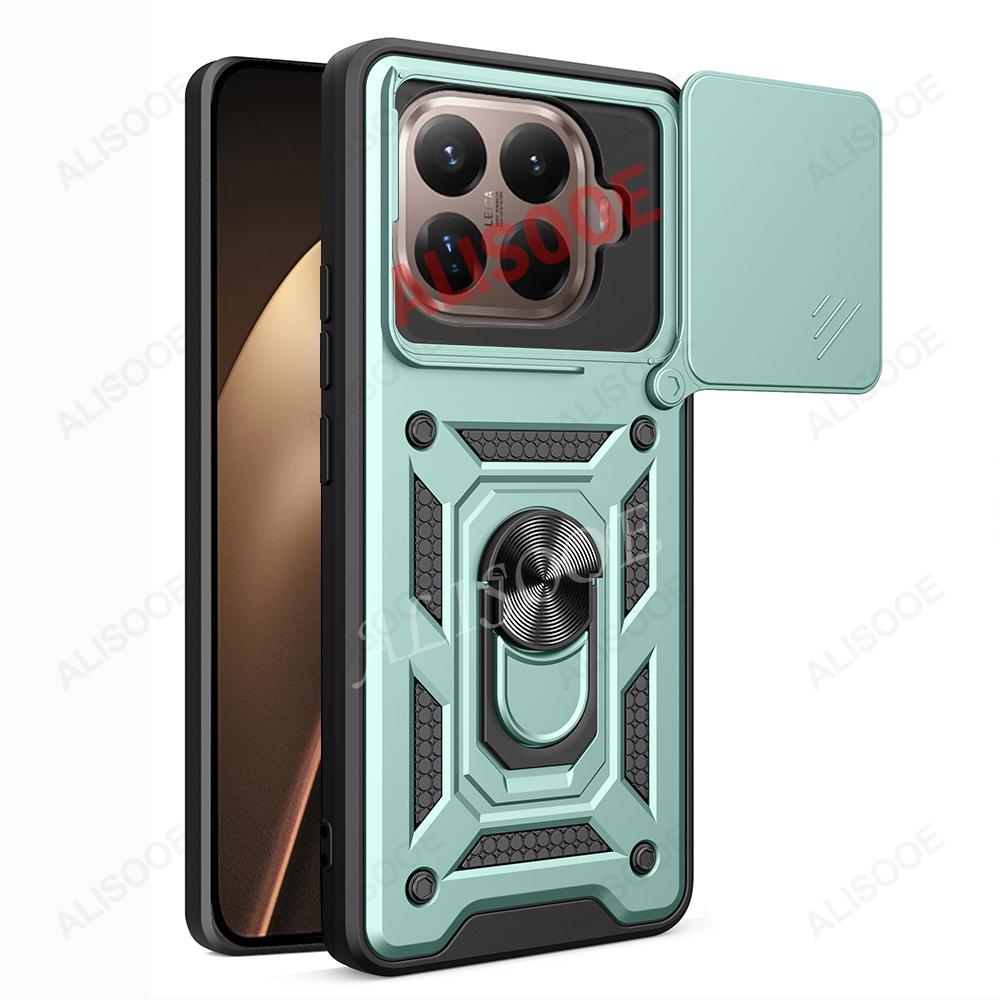 Schiebe-Kameraobjektivabdeckung für Xiaomi 15T Pro Hülle für Xiaomi Mi 15T Ring-Ständerhalter Vollschutz Handy Capa Funda