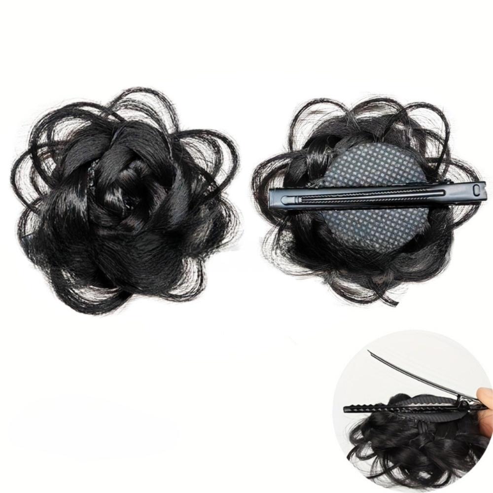 Invisible Claw Rose Hair Bun Fluffy Hairpiece Side Hair Clip Flower Hair Clip Hair Accessories