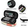 Pencil Case High Capacity Secure Zipper 300D Polyester with Main Compartment Mesh Pocket and Pen Slots for Teens and Students