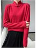 Chinese Retro Knitted High-Neck Cashmere Wool Sweater with Frog Buttons for Women