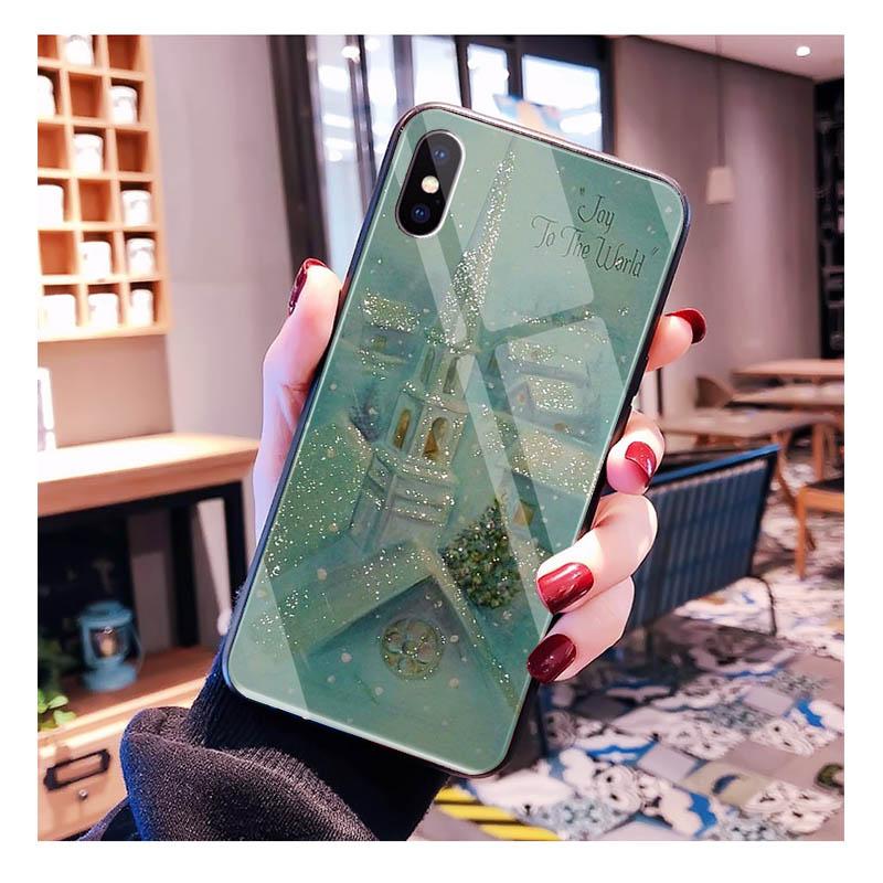 Santa Christmas Tree Glass Phone Case For iPhone 17 Pro Max Air 17 16 15 14 13 Pro Max 15 16 Pro 15Plus Case