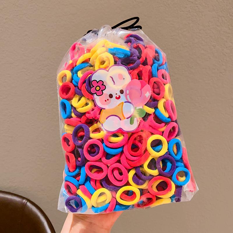 100 Pcs/Bag Girls Lovely Candy Cartoon Colors Solid Elastic Hair Bands Children Cute Srunchies Rubber Bands Kid Hair Accessories