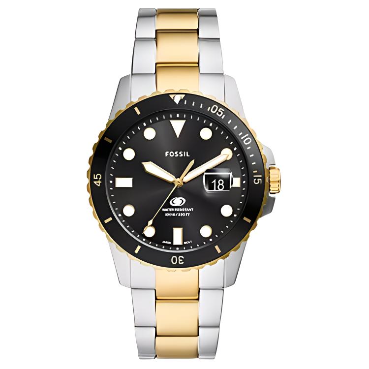 FOSSIL BLUE DIVE Wrist Watch Quartz Movement Stainless Steel Strap 42mm Black Dial Men s Watches 100m Waterproof FS6031 Black Dial