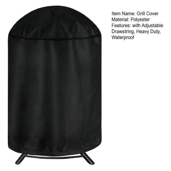 Runde Grillabdeckung mit verstellbarem Kordelzug, strapazierfähig, wasserdicht, winddicht, UV- und wetterbeständig, für den Außenbereich, Grillstaub- und Regenschutz