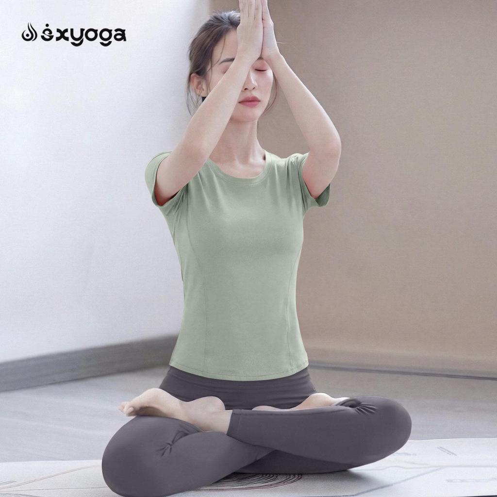 Damen Plus Size Yoga Set 2026: Hochwertiges, bauchbedeckendes Kurzarm-Pilates-Trainings-Top