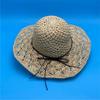Womens Foldable Straw Hat With Wide Brim Beach Vacation Sun Protection Adjustable Size