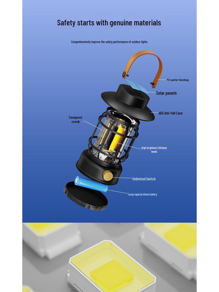 Solar-Powered Multi-Function Camping Lantern | Portable Outdoor Tent & Road Light, Kerosene Lamp-Style