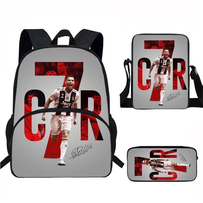 Set Zaino Scolastico CR7 per Bambini Tessuto Oxford Borsa a Doppio Scomparto con Tasca Frontale Astuccio Tracolla Ergonomico Dorsale