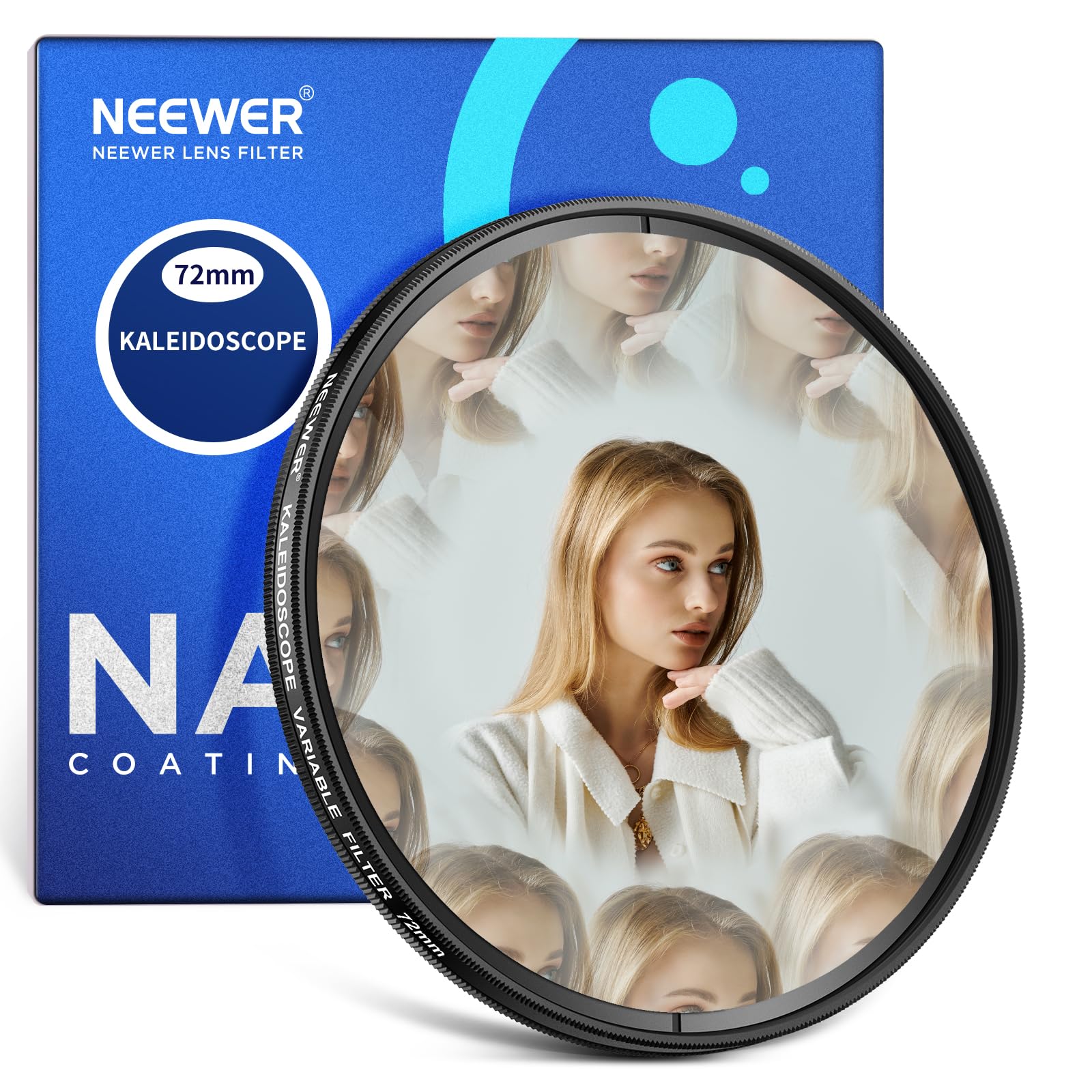 

NEEWER 72mm Kaleidoscope Prism Lens Filter, Photographic Prism, Crystal Glass Effect Filter, Multiple Refraction, Variable Number of Subjects