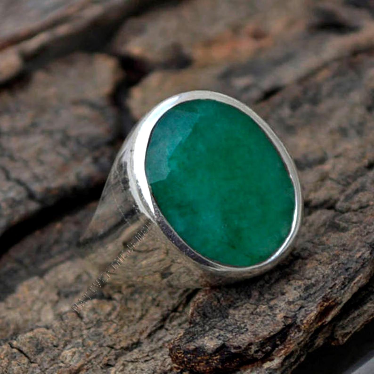 

Кільце з гранованим замбійським смарагдом, каменем народження травня, срібне кільце 925 проби, кільце ручної роботи, срібні прикраси, подарунки на заручини 10 зелений