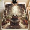 1PC Cute animals Print Flannel Blanket, High quality Comfortable for All Seasons, Home Decor, Warmth and Comfort