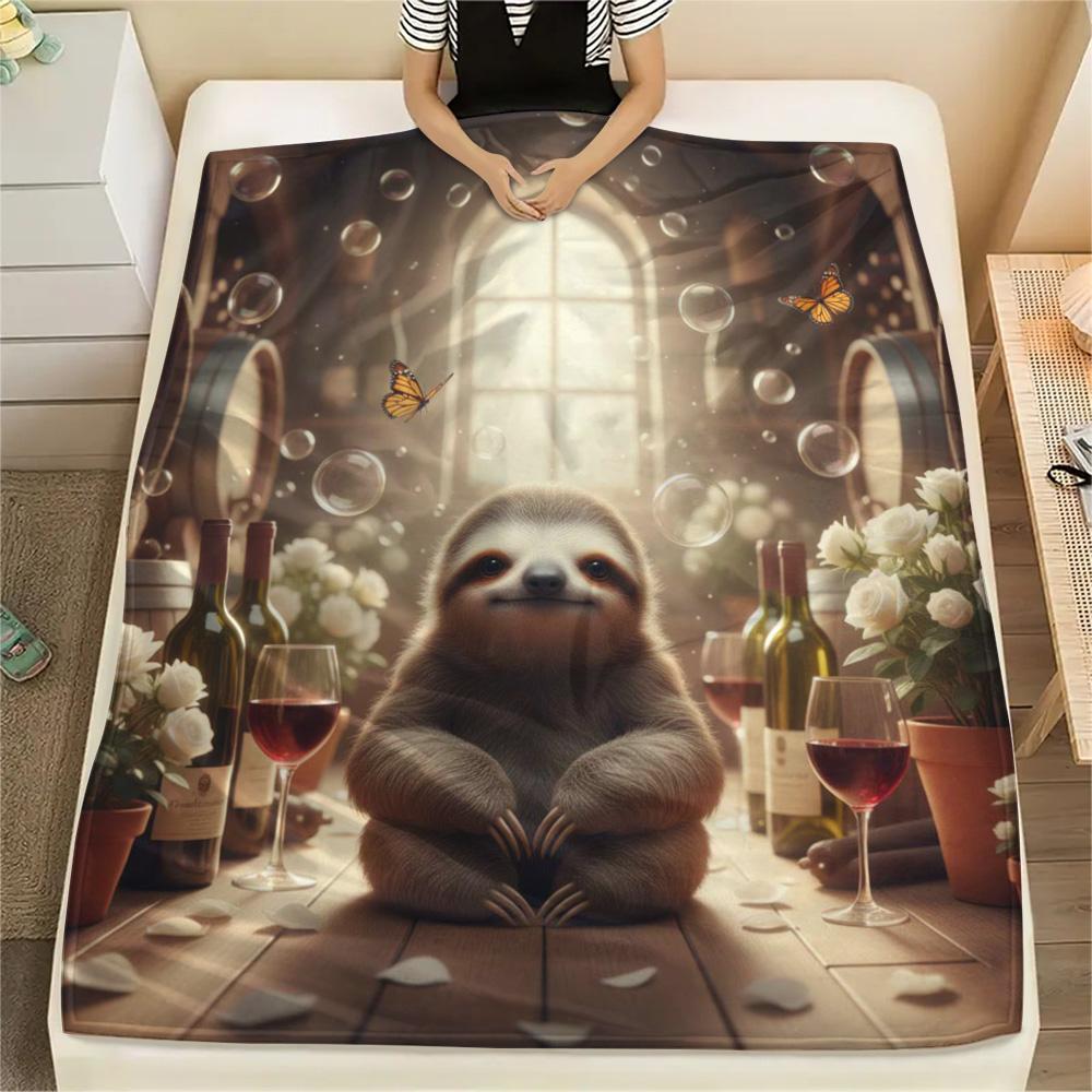 1PC Cute animals Print Flannel Blanket, High quality Comfortable for All Seasons, Home Decor, Warmth and Comfort