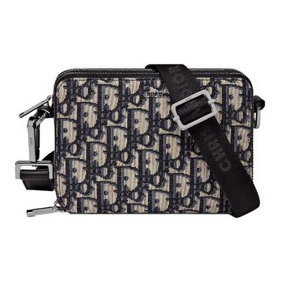 Borsa a tracolla con monogramma ricamato classico obliquo Borsa a pochette in tessuto tecnico Borse da uomo Nero 2OBBC119YSE-H05E