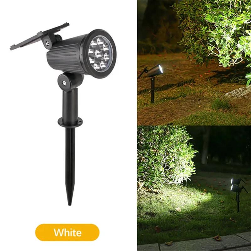 9 LED solar spotlights, utendørs IP65 vanntett, spotlys, lysstyrke justerbar for hage bakgård oppkjørselen uteplass lovdekor