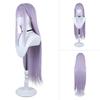 Emilia Re Zero Synthetic Cosplay Wig Long Straight Light Purple With Bangs Braided Headband Heat Resistant Full Head for Cosplay