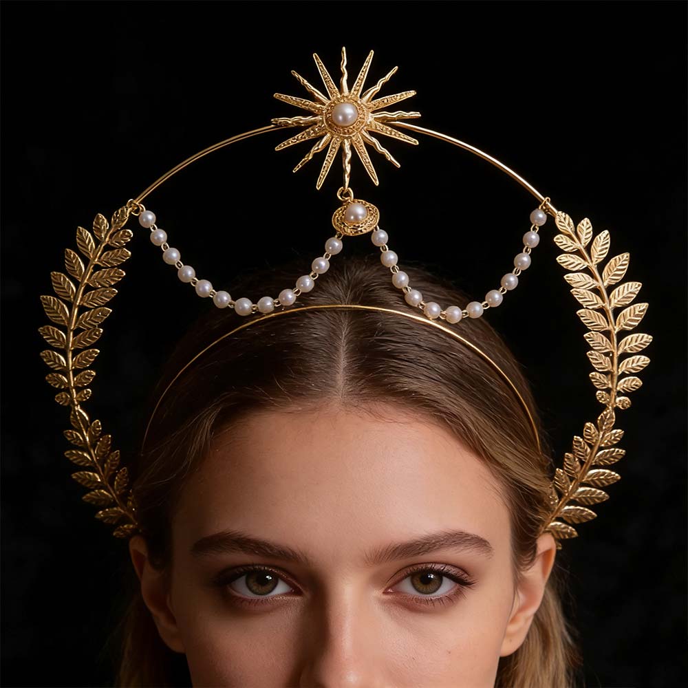 Sun God Baroque Crown Star Tiara Headdress Vintage COSPLAY Hair Hoop  Hair Accessories