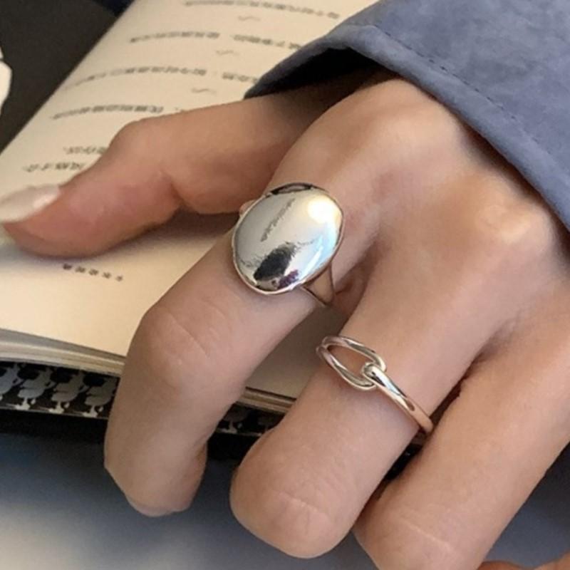 VENTFILLE 925 Sterling Silve Geometry Smooth Ring for Women Punk Minimalism Personality Open Versatile Jewelry Ins Gift Dropship
