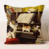 Oil Painting Cat Cat Picture Pillowcase Living Room Sofa Cushion Cover Bedside Pillow Pillowcase Home Decoration