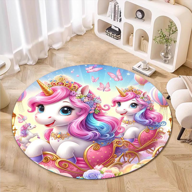 Rainbow Unicorn Fantasy Sky Round Rug Home Soft Decorative Anti Slip Yoga Table And Chair Mat Carpet Outdoor Floor Mat Carpet S4