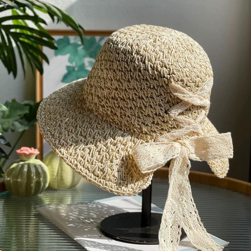2026 New Women's Braided Straw Fisherman Hat UPF50+ Breathable Summer Beach Vacation Sun Protection Wide Brim Adjustable