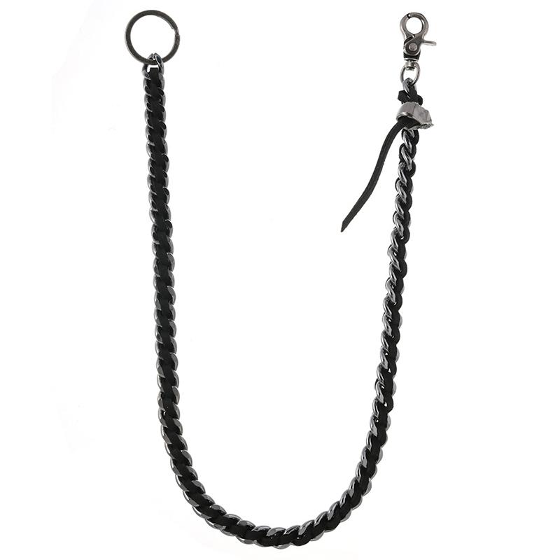 Lange Metall-Geldbörsenkette Leine Hosen Schlüsselanhänger Ringclip Herren Hip Hop PU-Leder Herren Damen Hosenkette Schmuck black