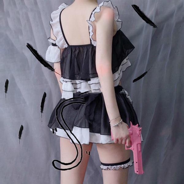 Frauen Lolita Nachtkleid Wickelrock Rüschen Dessous Japanisches Dienstmädchen Cosplay Kostüm Sexy