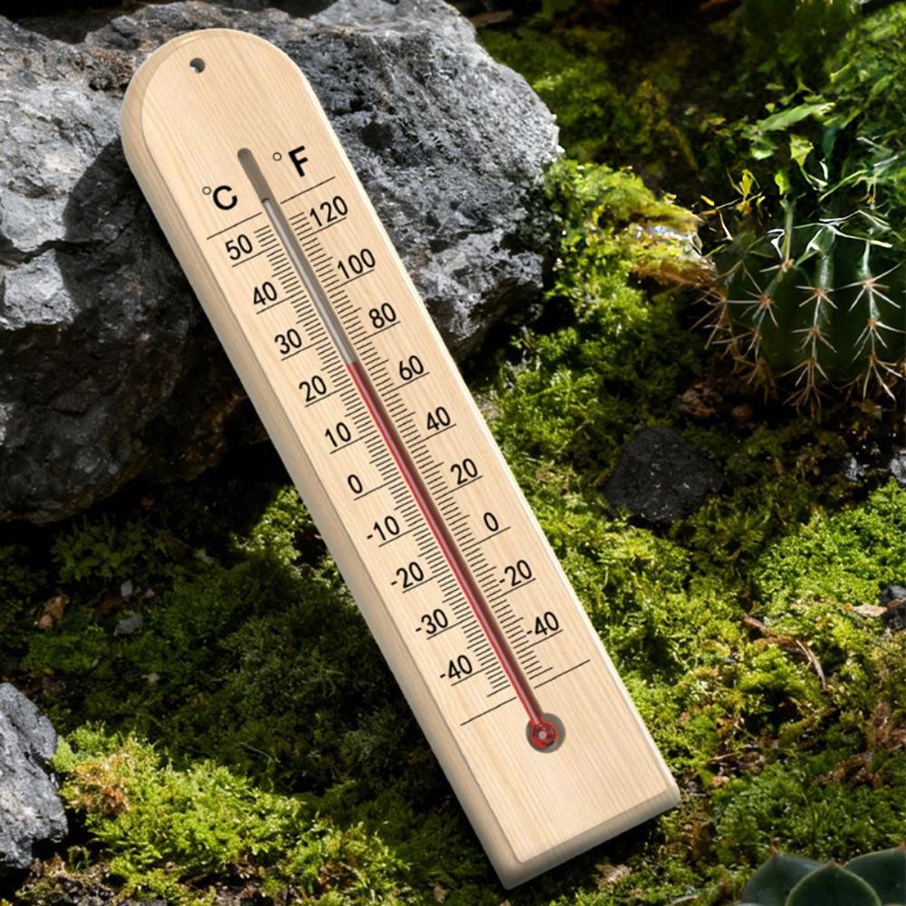 Wooden Thermometer Wall Mounted Thermometer Analog Thermometer Natural Material