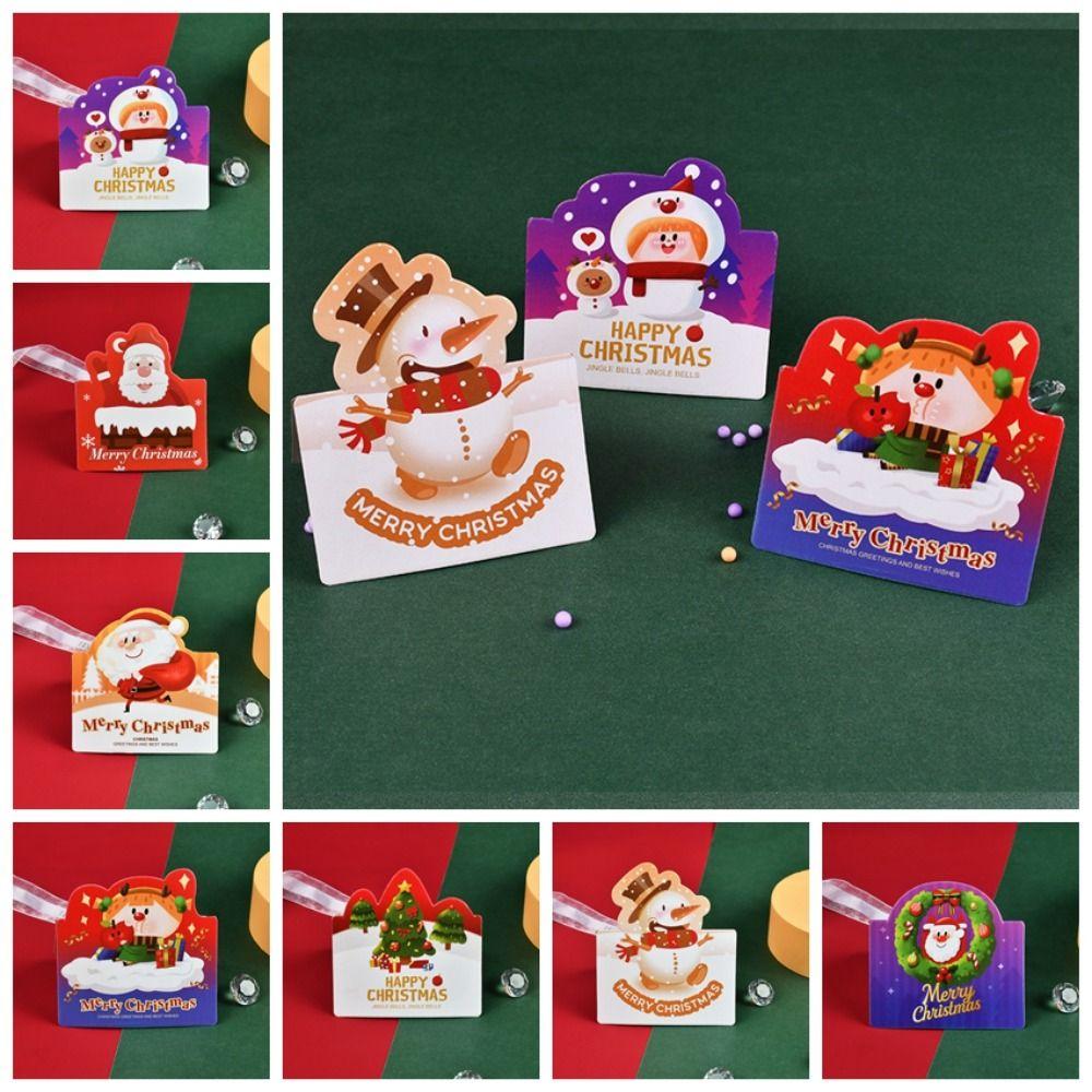 

10шт рукописные поздравительные открытки с Рождеством спасибо пустые бумажные карты приглашение для гостя